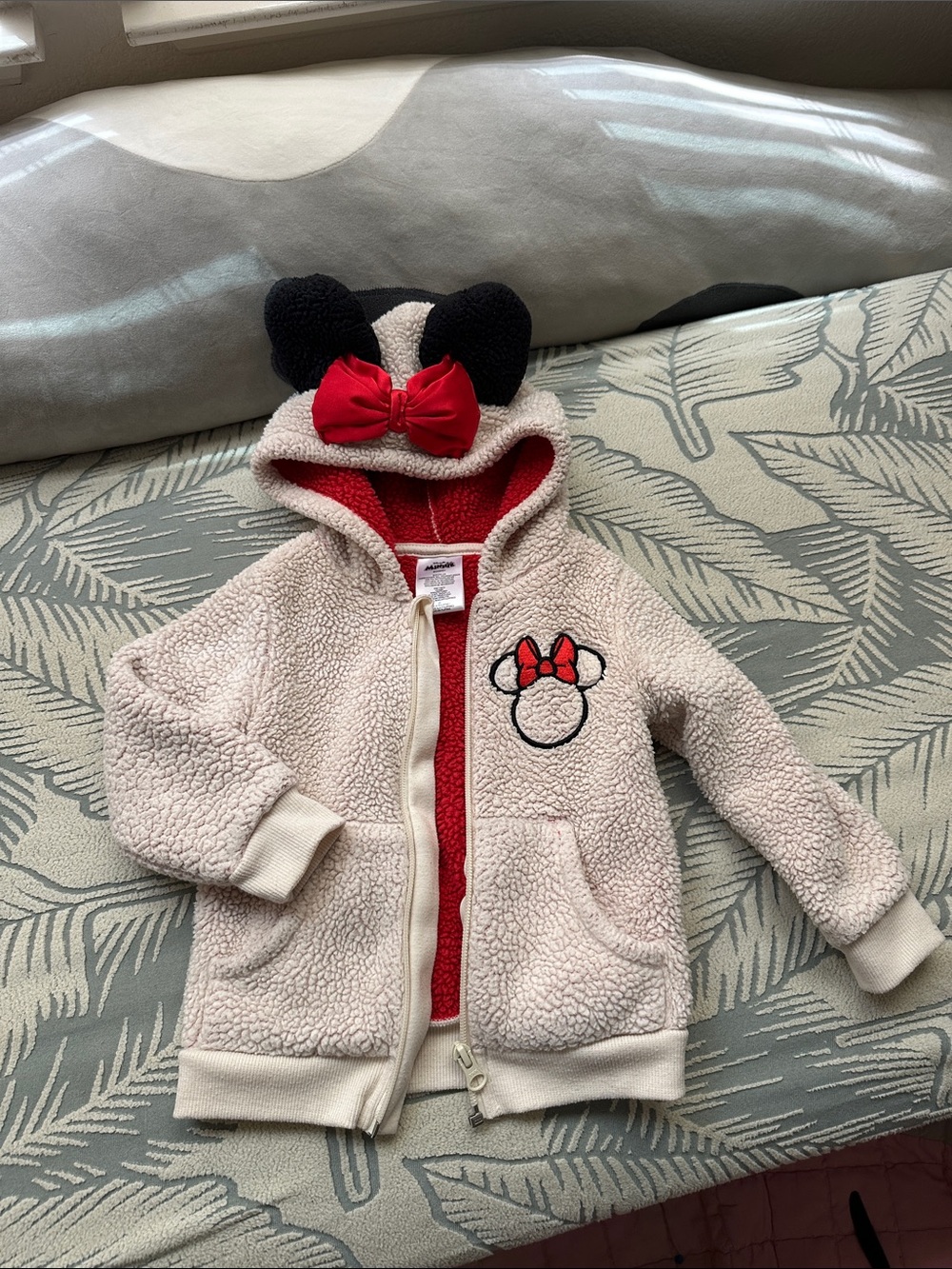 Disney Minnie Sherpa Hooded Jacket - Cream, Red & Black